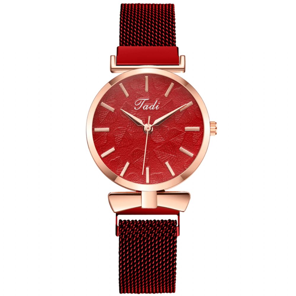 Mode Casual Elegant Design Dameshorloges Legering Mesh Band Wijzerplaat Polskast Quartz Horloge