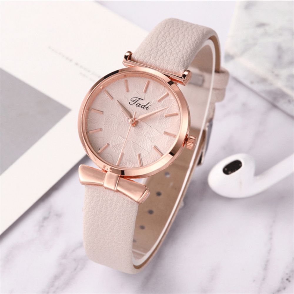 Mode Casual Elegante Dames Horloges Lederen Band Wijzerplaat Rose Goud Pols Legering Kwarts Horloge