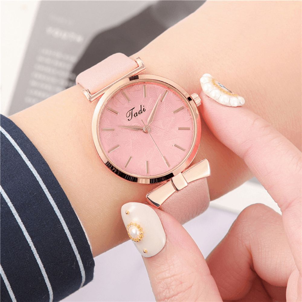 Mode Casual Elegante Dames Horloges Lederen Band Wijzerplaat Rose Goud Pols Legering Kwarts Horloge