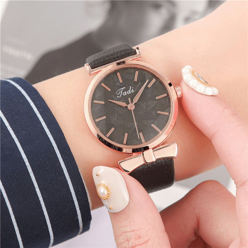 Mode Casual Elegante Dames Horloges Lederen Band Wijzerplaat Rose Goud Pols Legering Kwarts Horloge