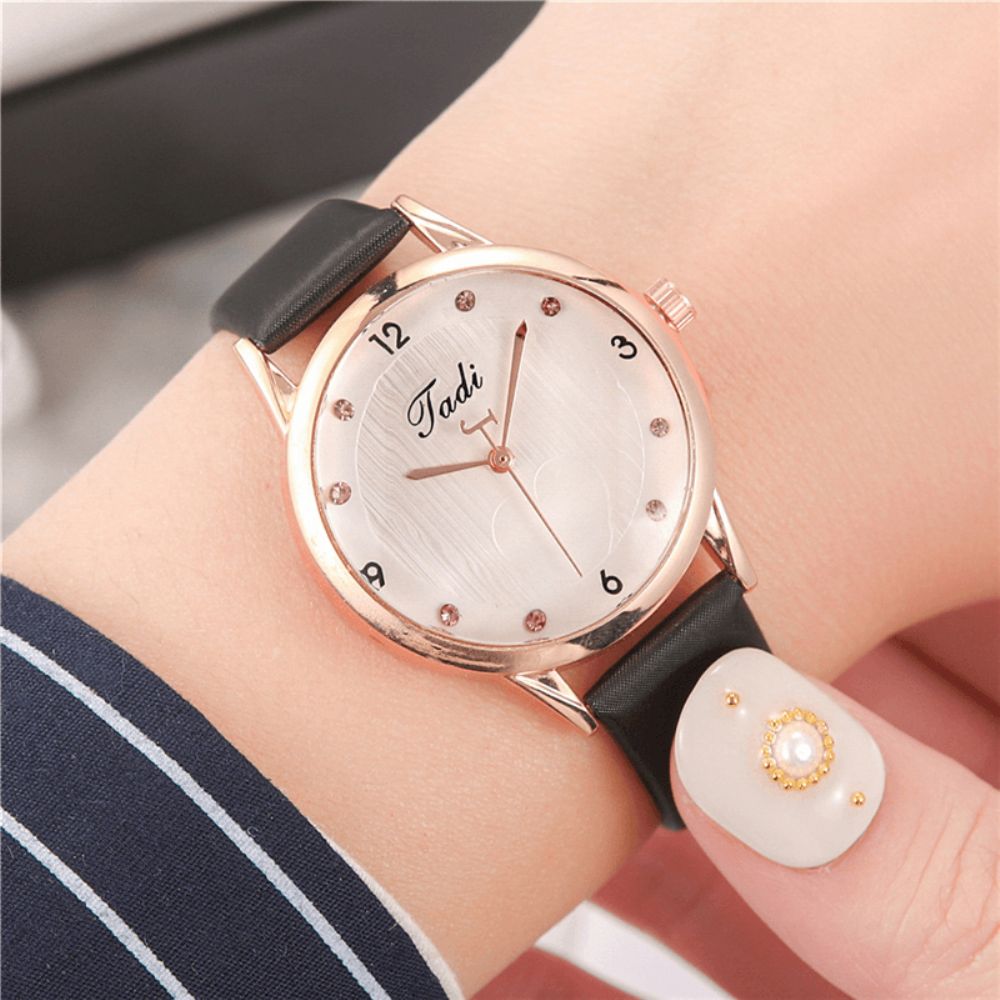 Mode Casual Elegante Sport Dames Horloges Lederen Band Wijzerplaat Rose Goud Pols Legering Kwarts Horloge