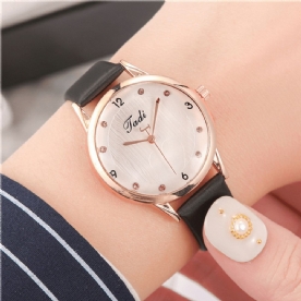 Mode Casual Elegante Sport Dames Horloges Lederen Band Wijzerplaat Rose Goud Pols Legering Kwarts Horloge