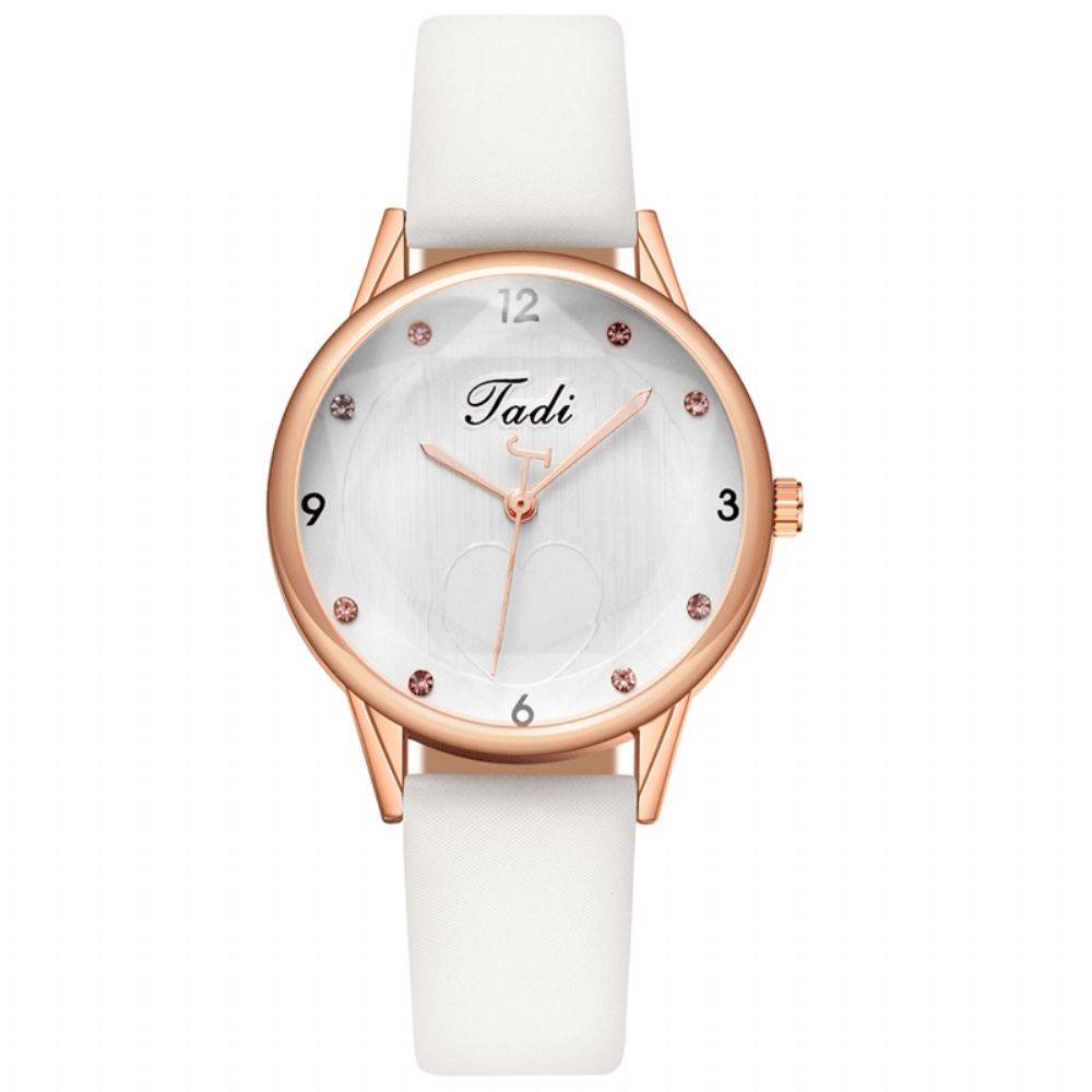 Mode Casual Elegante Sport Dames Horloges Lederen Band Wijzerplaat Rose Goud Pols Legering Kwarts Horloge