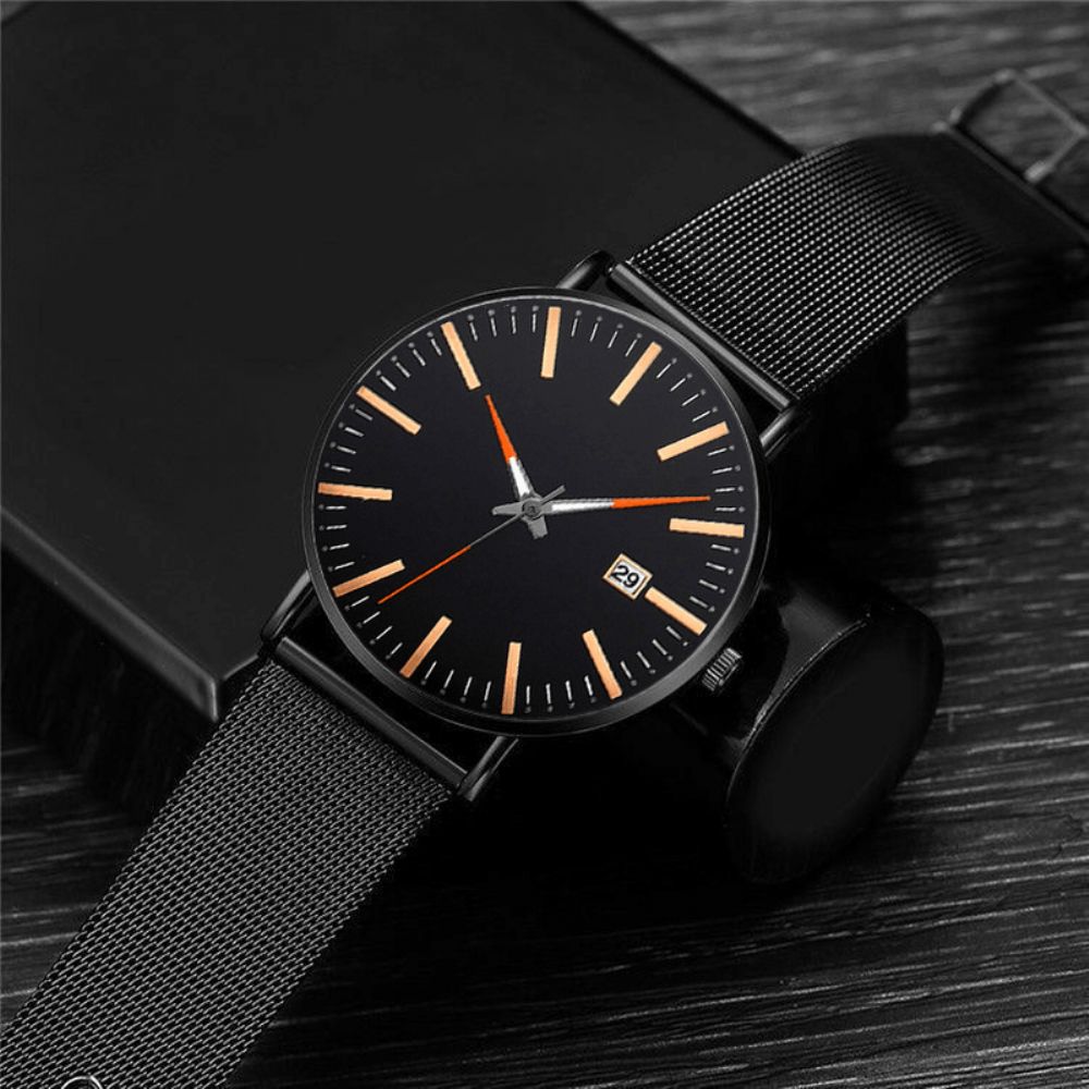 Mode Casual Heren Zakelijk Horloge Versierd Legering Band Wijzer Kalender Quartz Horloge