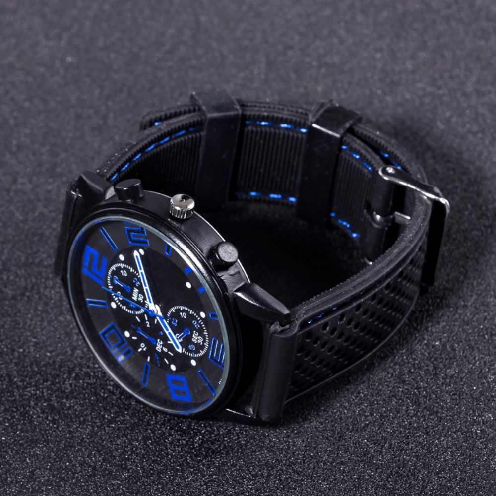 Mode Casual Lederen Heren Zakelijk Horloge Versierd Wijzer Quartz Horloge