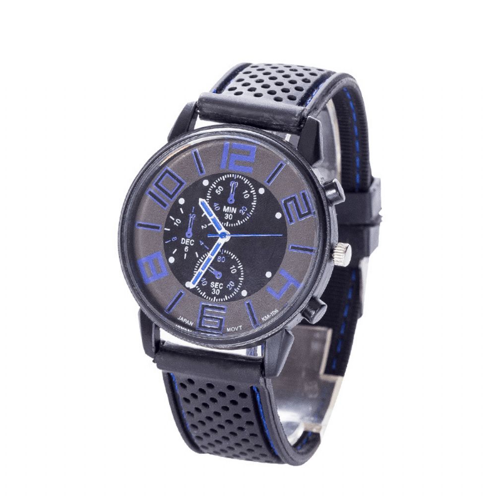 Mode Casual Lederen Heren Zakelijk Horloge Versierd Wijzer Quartz Horloge