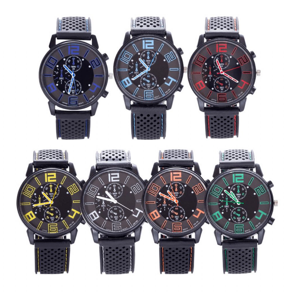 Mode Casual Lederen Heren Zakelijk Horloge Versierd Wijzer Quartz Horloge