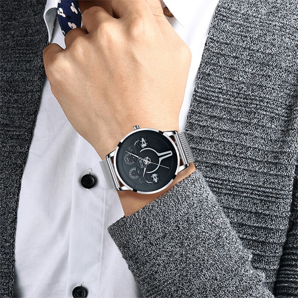 Mode Casual Legering Heren Zakelijk Horloge Versierd Wijzer Kalender Quartz Horloge