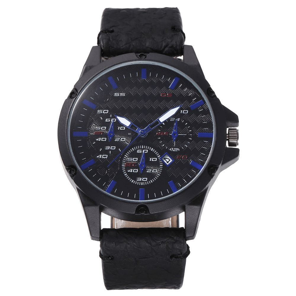 Mode Casual Legering Casual Vintage Kalender Pu Lederen Riem Horloge Quartz Horloge