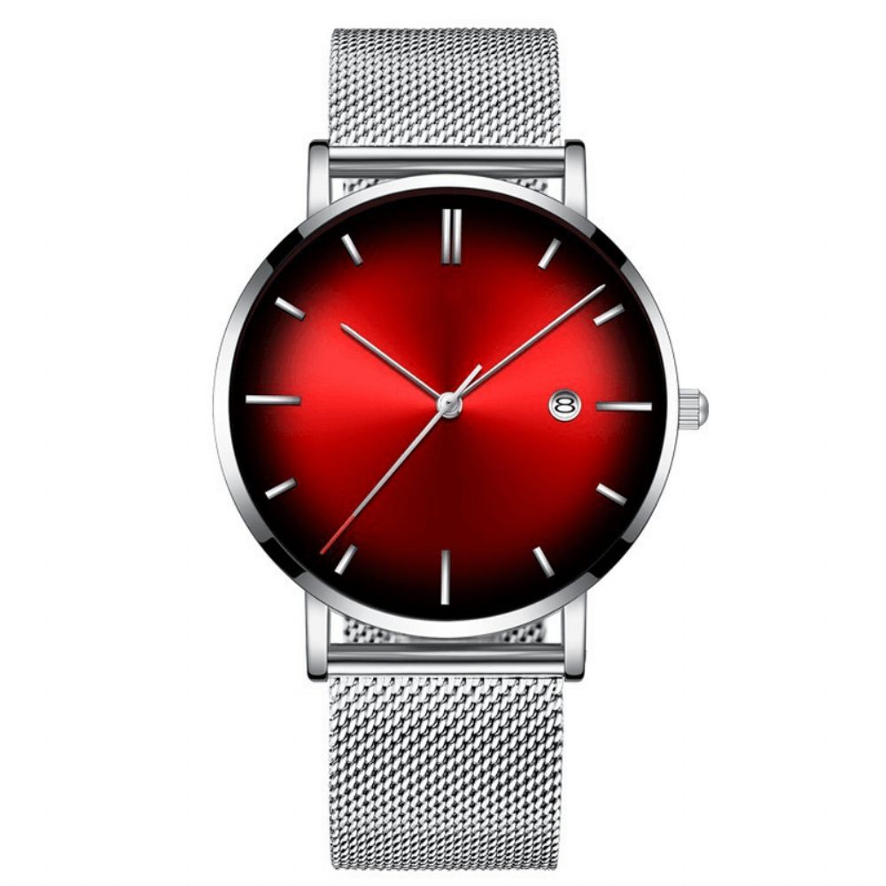 Mode Casual Legering Zakelijk Kleurverloop Multifunctioneel Mesh Band Quartz Horloge