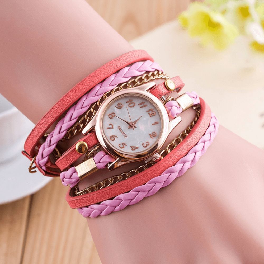 Mode Casual Shell Oppervlak Diamant Armband Horloge Vrouwen Quartz Horloge