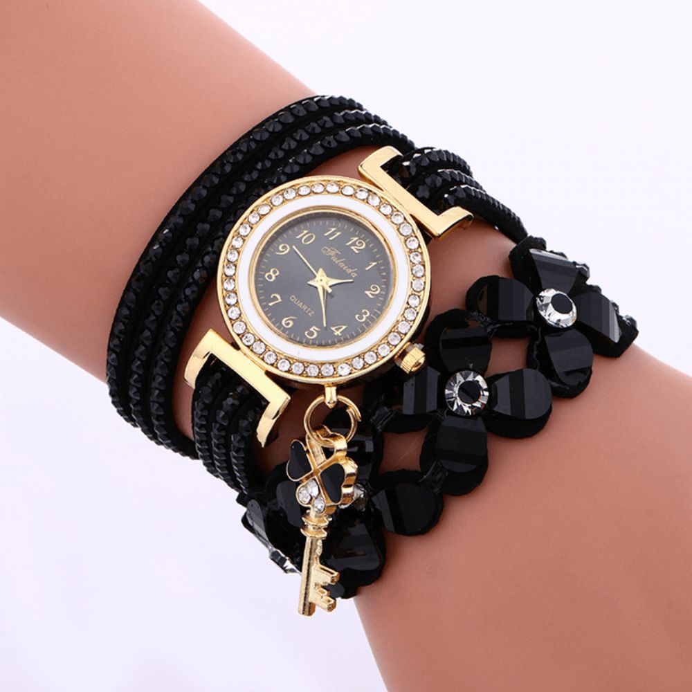 Mode Crystal Circle Armband Vrouwen Horloge Simple Dial Flowear Patronen Quartz Horloge