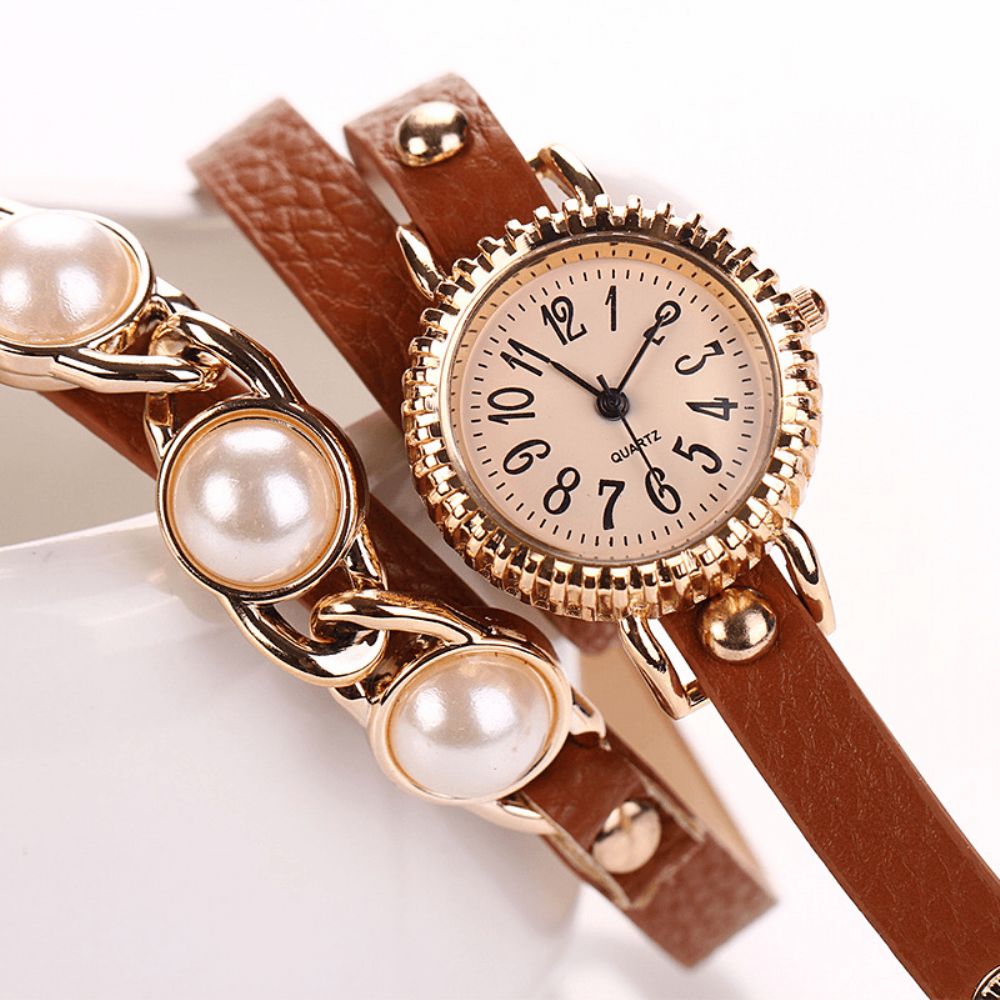 Mode Drie Parel Dames Horloge Dames Jurk Horloge Armband Quartz Horloge: