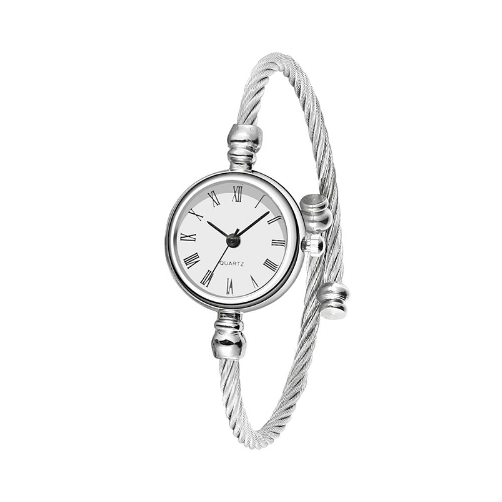 Mode Eenvoudige Trendy Romeinse Cijfers Dial Volledig Legering Dames Armband Quartz Horloge