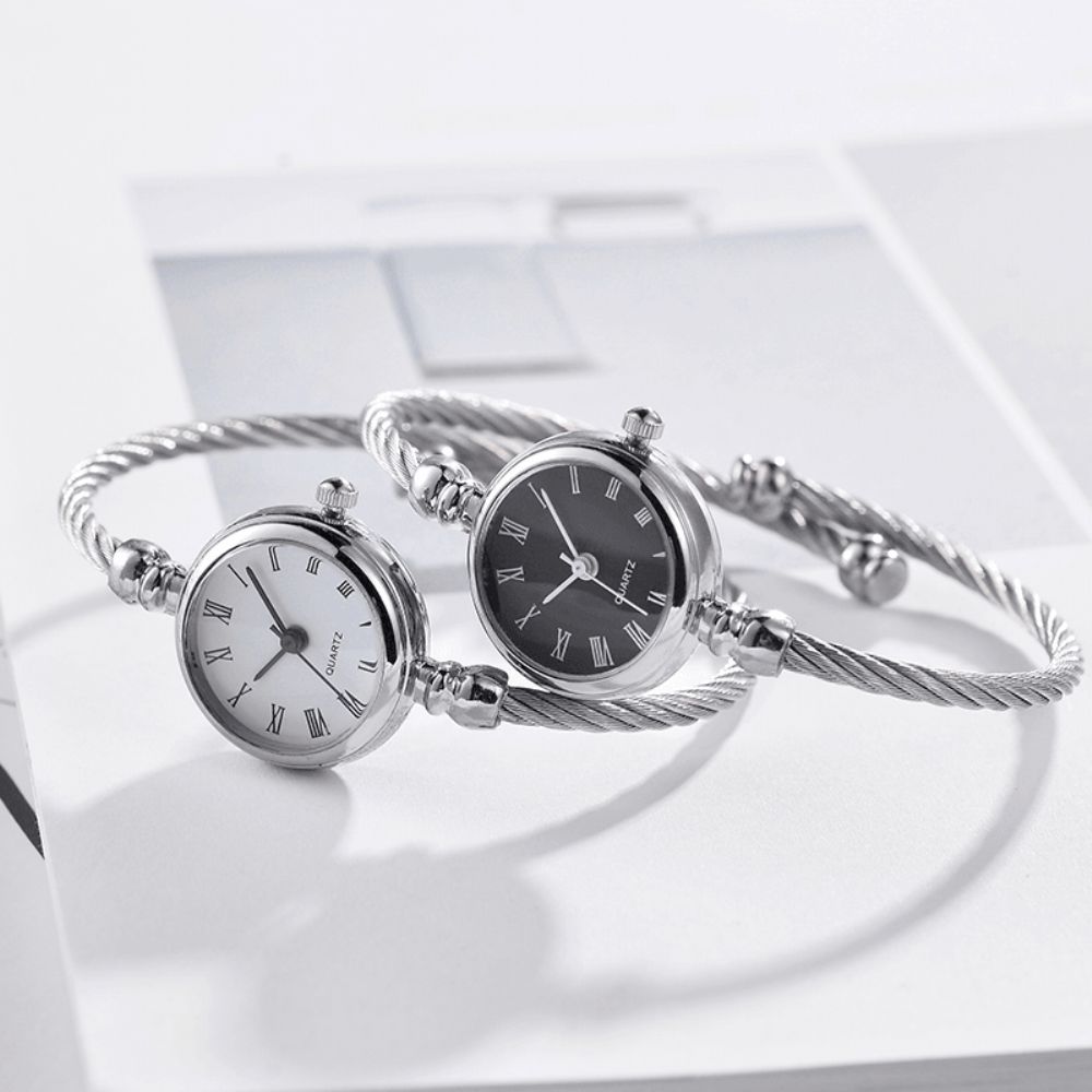 Mode Eenvoudige Trendy Romeinse Cijfers Dial Volledig Legering Dames Armband Quartz Horloge