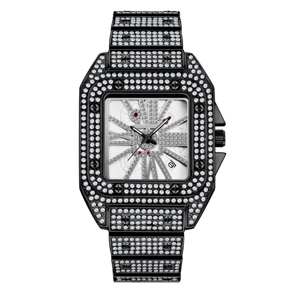 Mode Elegant Legering Quartz Horloge Diamant Cool Mannen Horloge Vierkante Wijzerplaat Vorm Quartz Horloge: