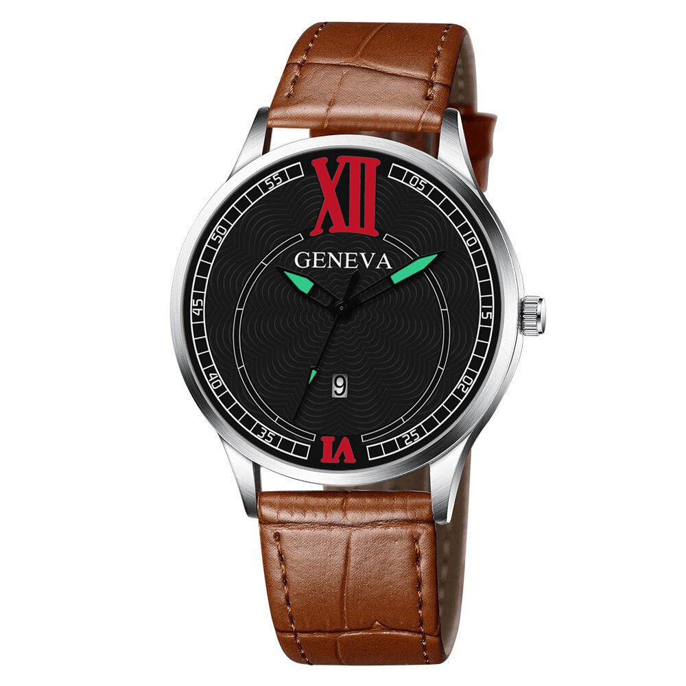 Mode Elegante Legering Zakelijke Casual Sport Riem Pu Lederen Band Heren Quartz Horloge