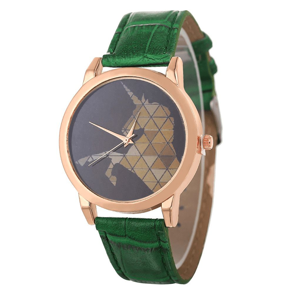 Mode Kinderlijk Horloge Lederen Band Eenhoorn Patroon Casual Heren Quartz Horloge