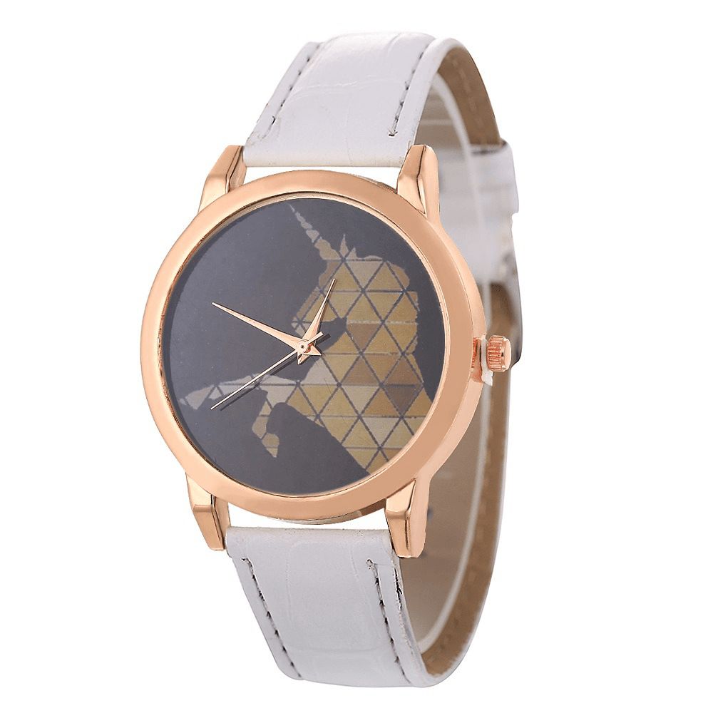 Mode Kinderlijk Horloge Lederen Band Eenhoorn Patroon Casual Heren Quartz Horloge