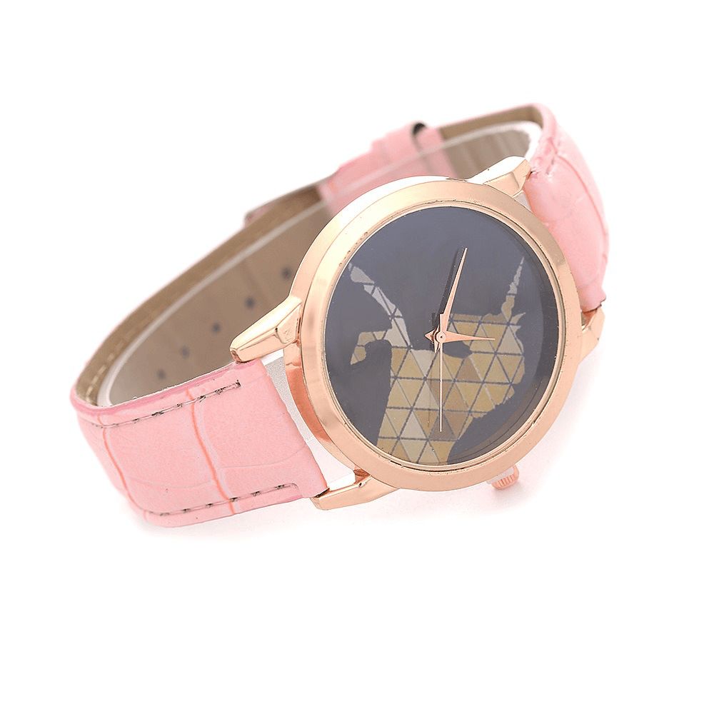 Mode Kinderlijk Horloge Lederen Band Eenhoorn Patroon Casual Heren Quartz Horloge