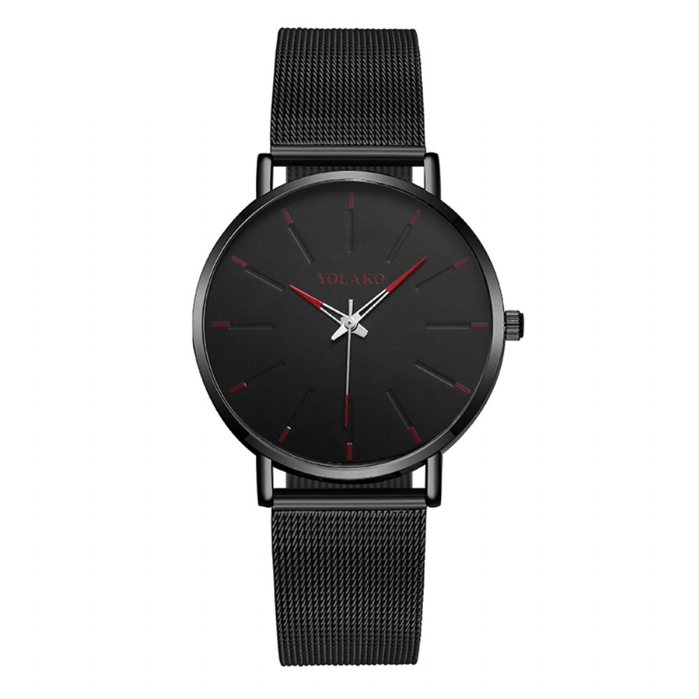 Mode Mesh Stalen Band Causale Stijl Eenvoudige Wijzerplaat Mannen Horloge Quartz Horloge