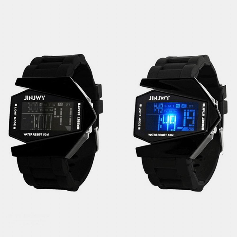 Mode Multifunctionele Led-Display Mannen Kijken 5Atm Waterdichte Stopwatch Lichtgevende Elektronische Digitale Horloge