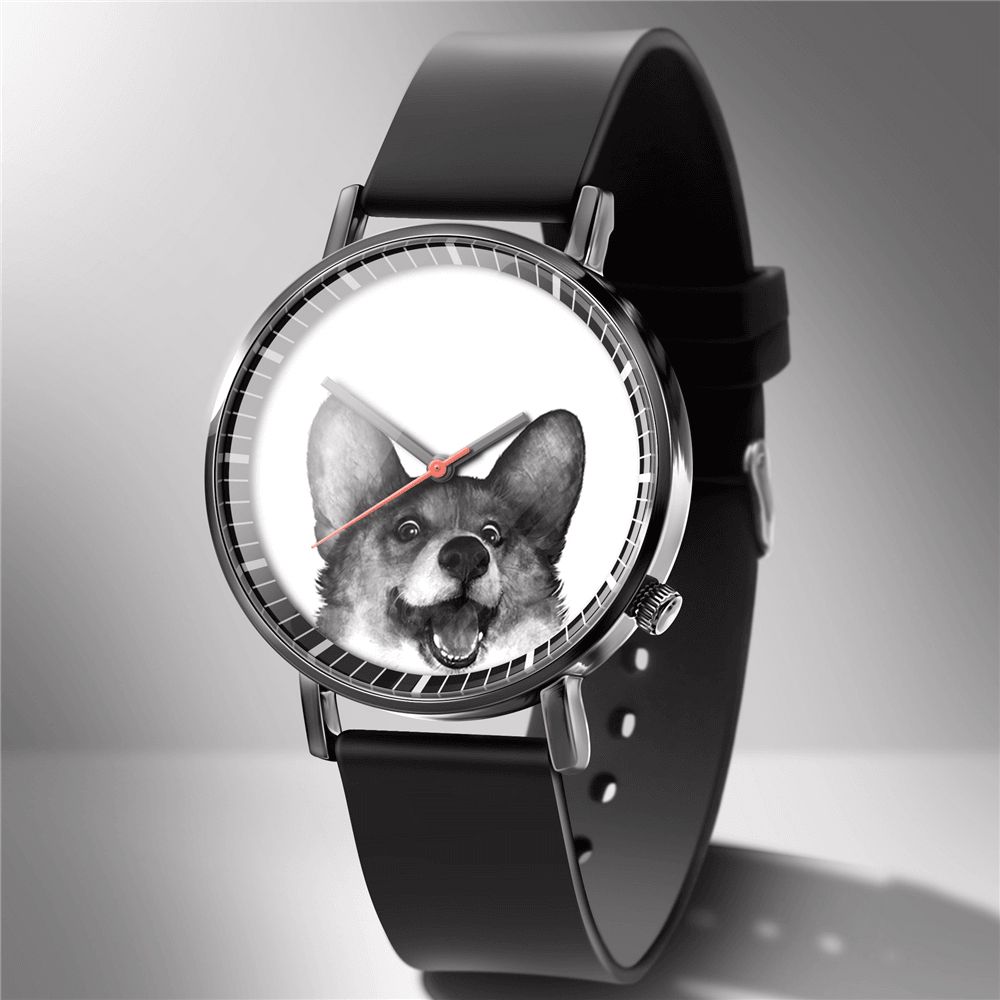 Mode Quartz Horloge Animal Print Heren Zakelijk Horloge Leuke Zwart-Witte Honden Katten Patroon Vrouwen Quartz Horloge