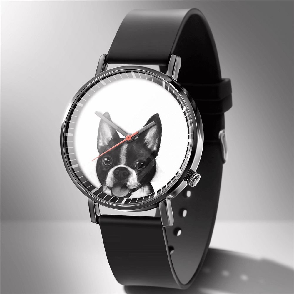 Mode Quartz Horloge Animal Print Heren Zakelijk Horloge Leuke Zwart-Witte Honden Katten Patroon Vrouwen Quartz Horloge