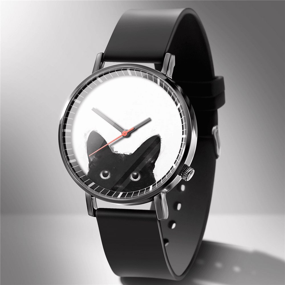 Mode Quartz Horloge Animal Print Heren Zakelijk Horloge Leuke Zwart-Witte Honden Katten Patroon Vrouwen Quartz Horloge