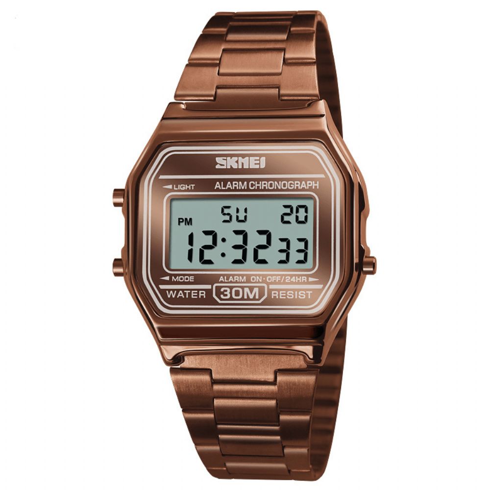 Mode Style Full Steel 30M Waterdicht Lichtgevend Display Heren Digitaal Horloge