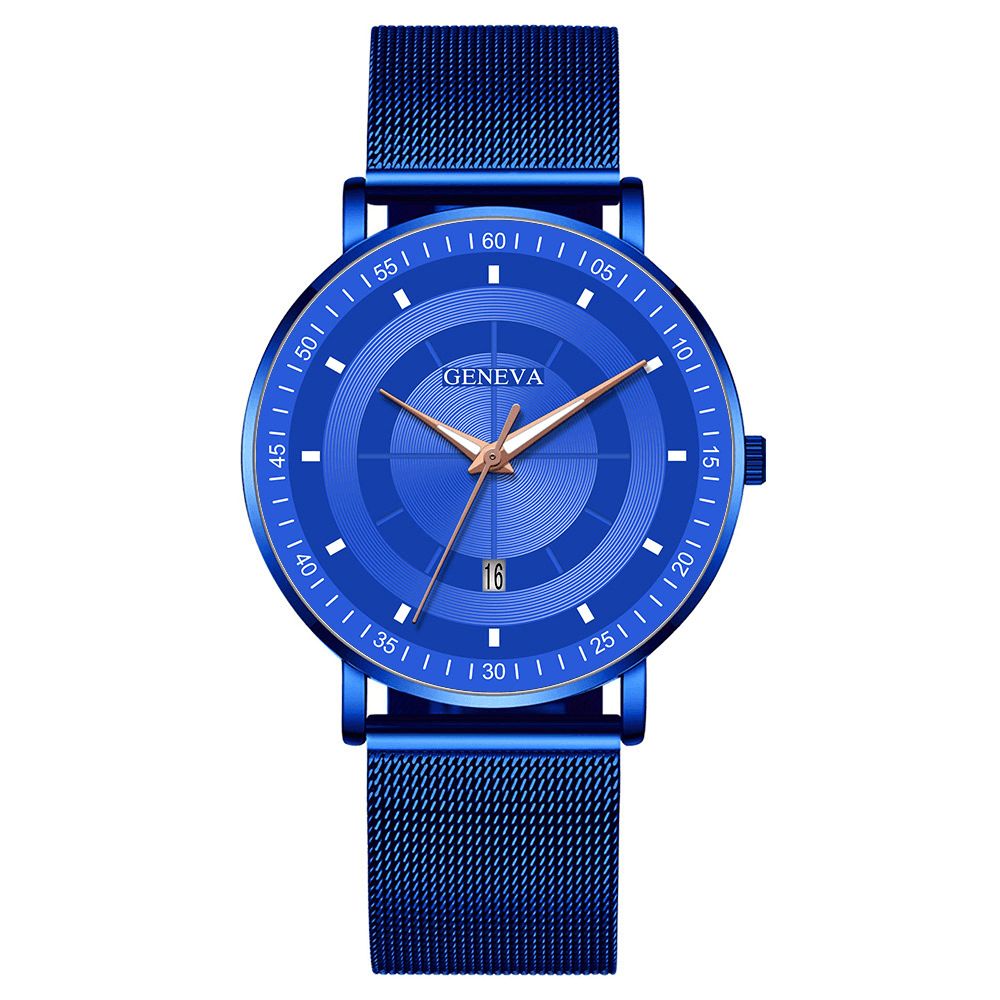 Mode Toevallig Legering Lichtgevende Wijzers Zakelijke Multifunctionele Mesh Band Quartz Horloge