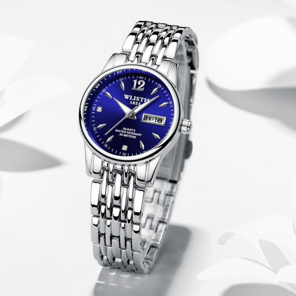 Mode Zakelijke Dames Kleden Vrouwen Volledig Stalen Luminouds Display Quartz Horloge