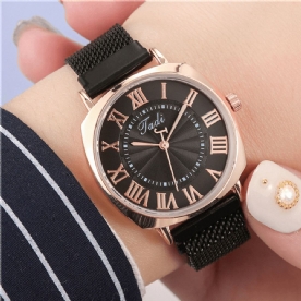 Mode Zakelijke Elegante Vrouwen Horloge Volledige Legering Band Romeinse Cijfers Verstelbare Sluiting Quartz Horloge