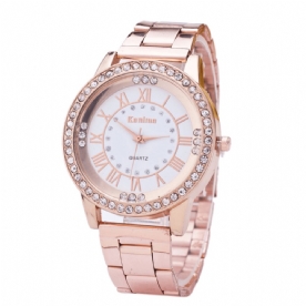 Modieuze Diamanten Dames Polshorloge Roestvrij Stalen Band Quartz Horloges