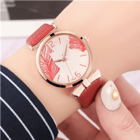 Modieuze Grappige Trendy Dames Horloges Boom Patroon Wijzerplaat Rose Goud Legering Case Lederen Band Quartz Horloge