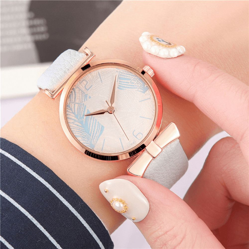 Modieuze Grappige Trendy Dames Horloges Boom Patroon Wijzerplaat Rose Goud Legering Case Lederen Band Quartz Horloge