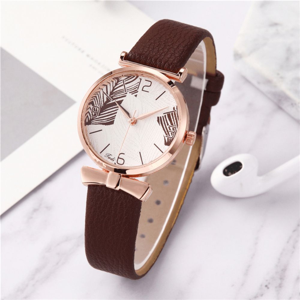 Modieuze Grappige Trendy Dames Horloges Boom Patroon Wijzerplaat Rose Goud Legering Case Lederen Band Quartz Horloge