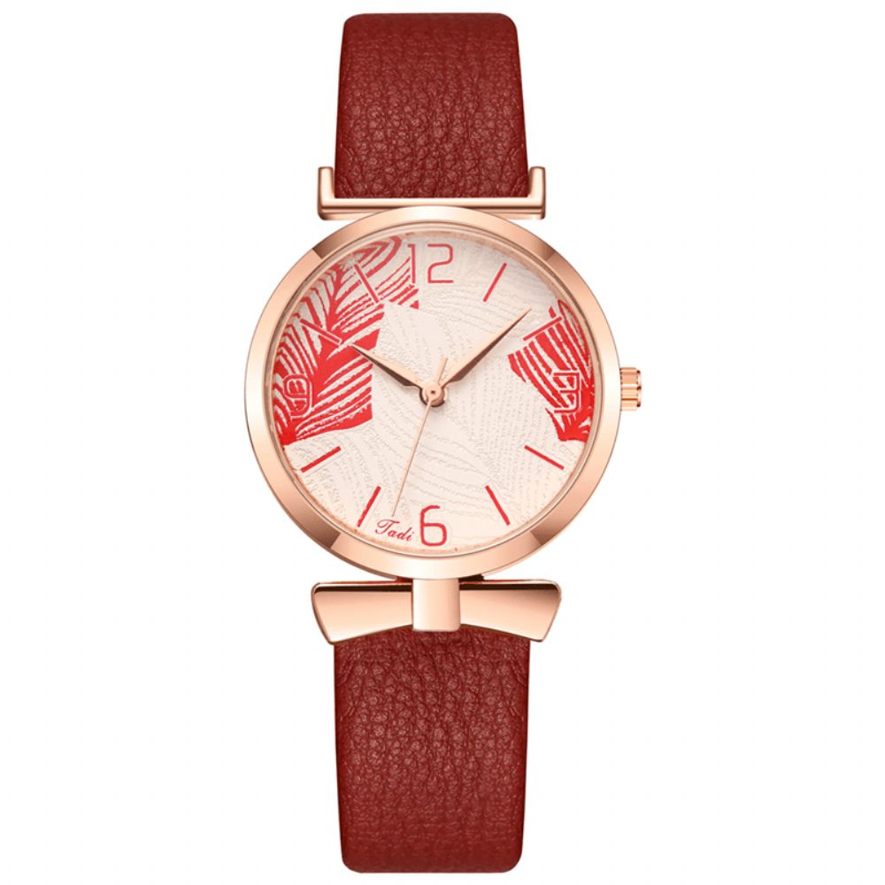 Modieuze Grappige Trendy Dames Horloges Boom Patroon Wijzerplaat Rose Goud Legering Case Lederen Band Quartz Horloge