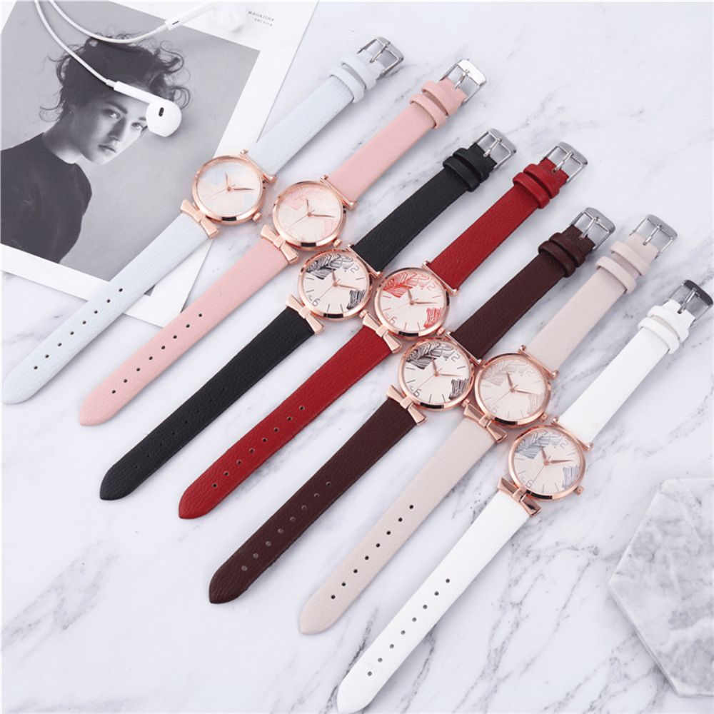 Modieuze Grappige Trendy Dames Horloges Boom Patroon Wijzerplaat Rose Goud Legering Case Lederen Band Quartz Horloge