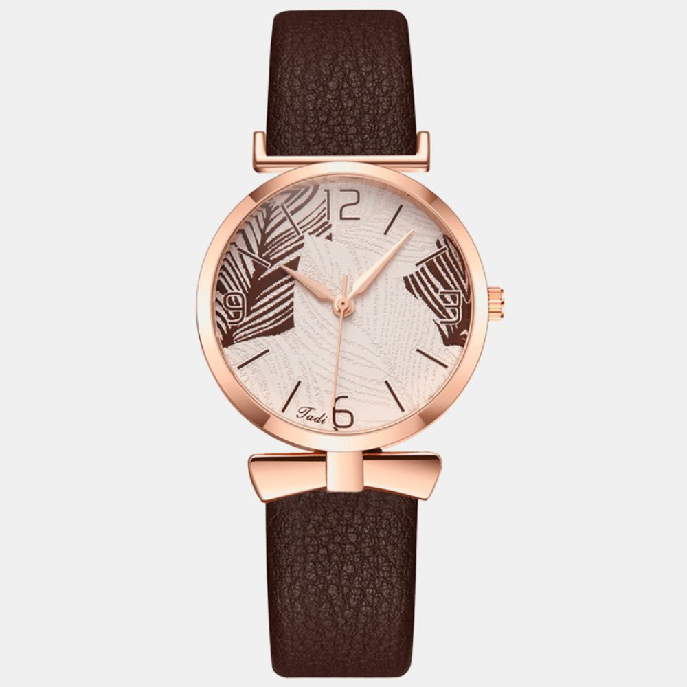 Modieuze Grappige Trendy Dames Horloges Boom Patroon Wijzerplaat Rose Goud Legering Case Lederen Band Quartz Horloge