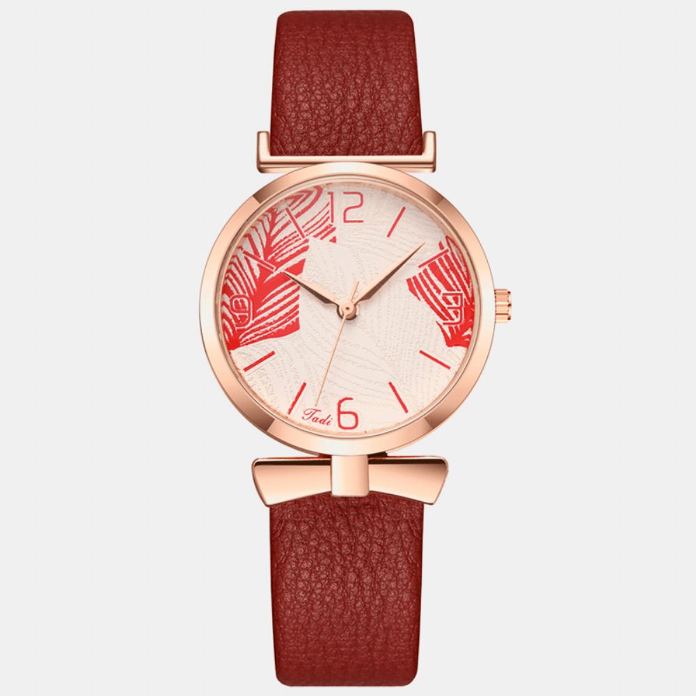 Modieuze Grappige Trendy Dames Horloges Boom Patroon Wijzerplaat Rose Goud Legering Case Lederen Band Quartz Horloge