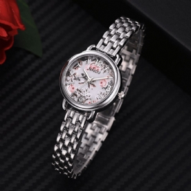 Naidu Casual Stijl Decoratief Dames Polshorloge Volledig Stalen Band Quartz Horloge