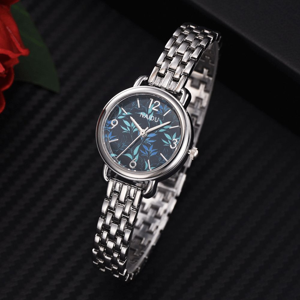 Naidu Casual Stijl Decoratief Dames Polshorloge Volledig Stalen Band Quartz Horloge