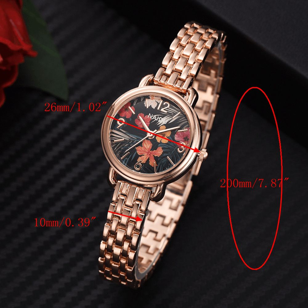 Naidu Casual Stijl Decoratief Dames Polshorloge Volledig Stalen Band Quartz Horloge