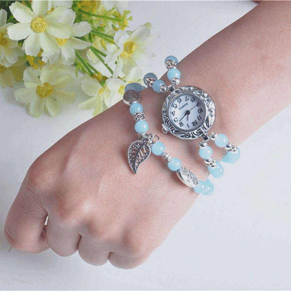 Nationale Stijl Ronde Kleine Wijzerplaat Vrouwen Eenvoudige Vintage Armband Horloge Quartz Horloge