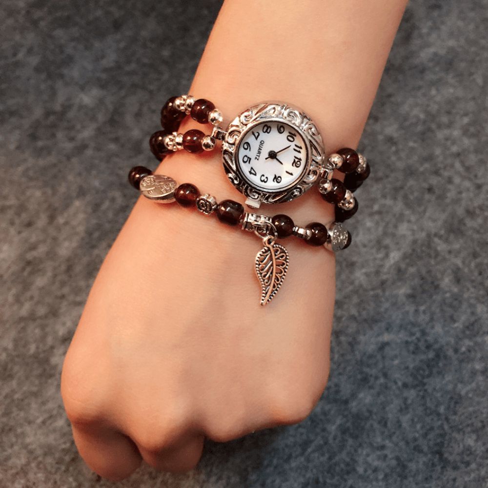 Nationale Stijl Ronde Kleine Wijzerplaat Vrouwen Eenvoudige Vintage Armband Horloge Quartz Horloge