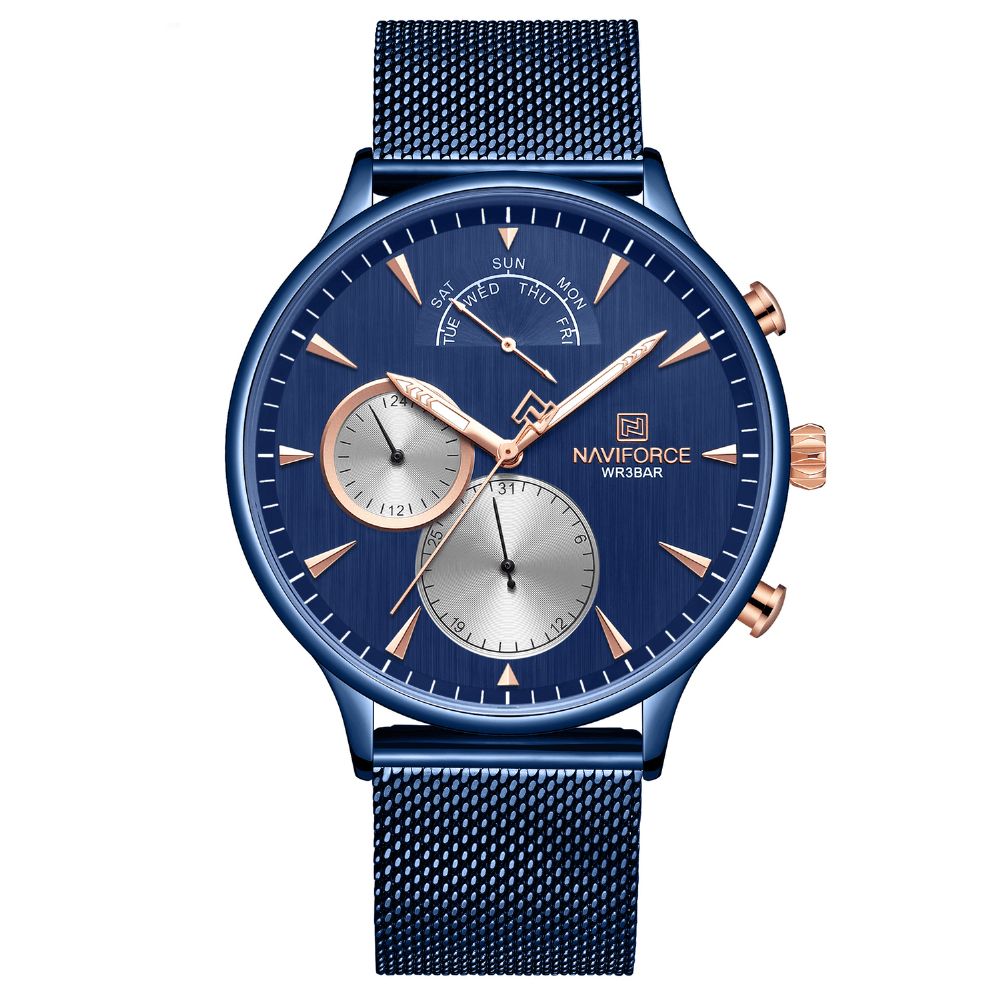 Naviforce 3010 Ultradunne Casual Stijl Heren Polshorloge Roestvrij Stalen Band Quartz Horloge