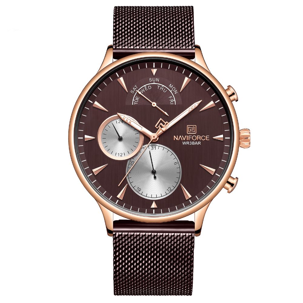 Naviforce 3010 Ultradunne Casual Stijl Heren Polshorloge Roestvrij Stalen Band Quartz Horloge