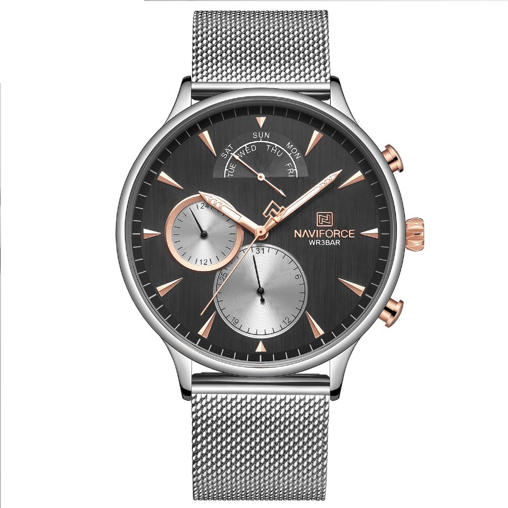 Naviforce 3010 Ultradunne Casual Stijl Heren Polshorloge Roestvrij Stalen Band Quartz Horloge