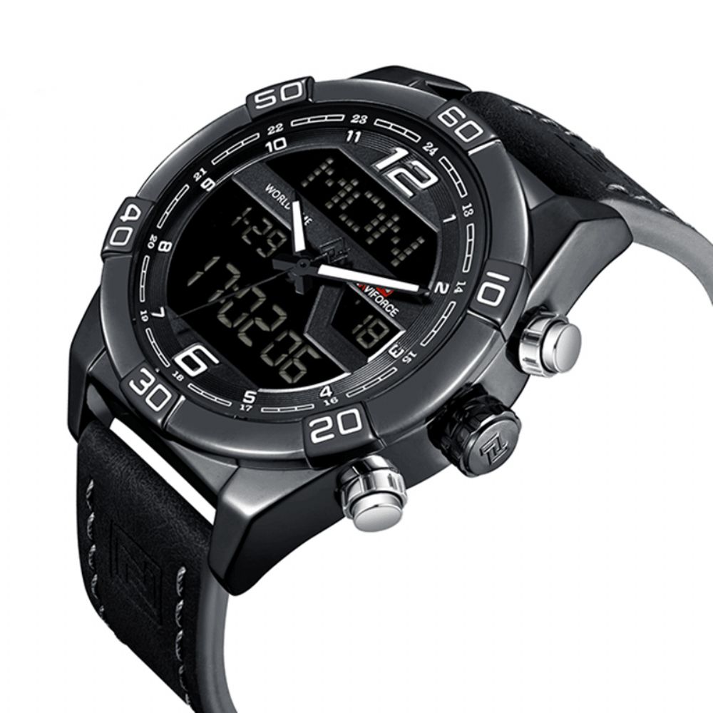 Naviforce 9128 Dual Display Digitaal Horloge Chronograaf Heren Alarm Sport Polshorloge